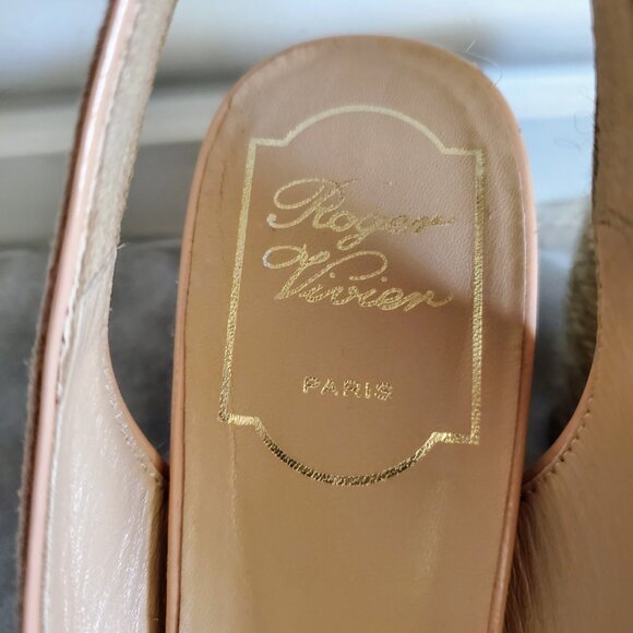 ROGER VIVIER Dusty Rose Suede Espadrille Slingback Buckle Wedge Sandals Sz 36 - Picture 8 of 9